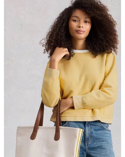 WHITE STUFF White Stuff Herringbone sweat light yellow