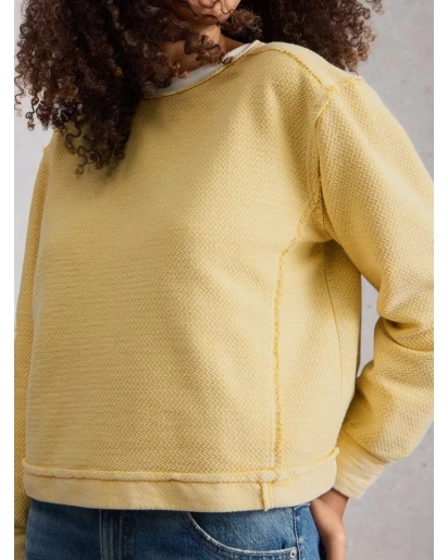 WHITE STUFF White Stuff Herringbone sweat light yellow