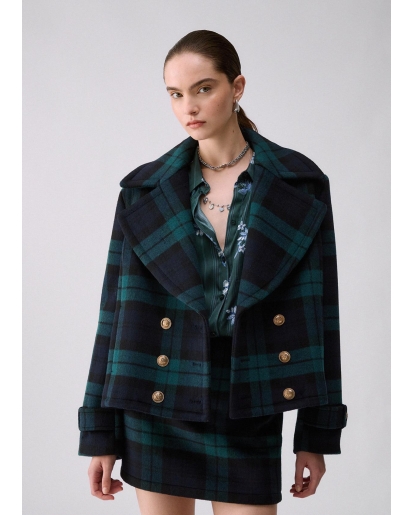 LIU.JO Liu.Jo Short double-breasted tartan coat
